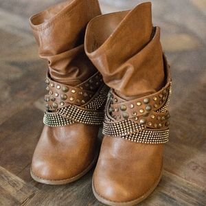 Not Rated brown sparkle bootie